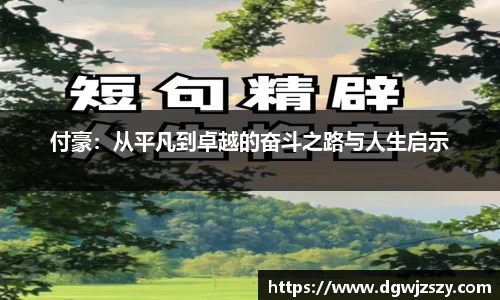 付豪：从平凡到卓越的奋斗之路与人生启示