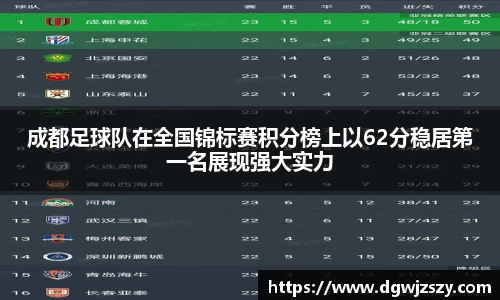 成都足球队在全国锦标赛积分榜上以62分稳居第一名展现强大实力