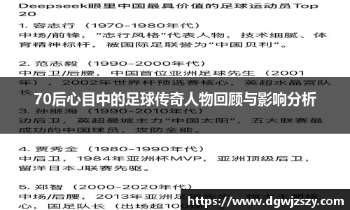 70后心目中的足球传奇人物回顾与影响分析